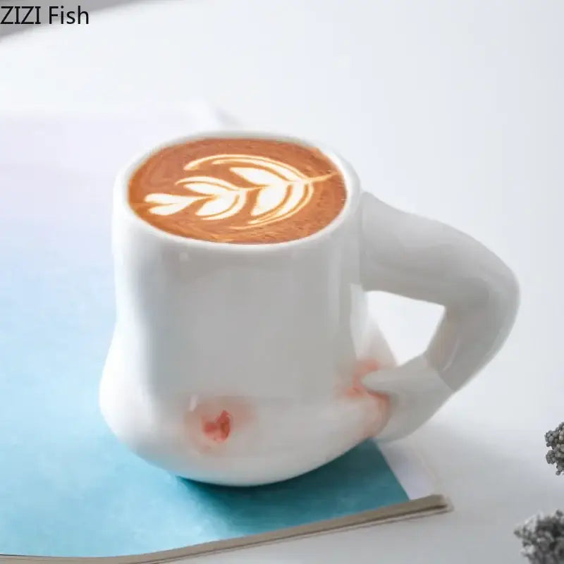 Creative pinch belly ceramic cup with hand handle dining room mug
