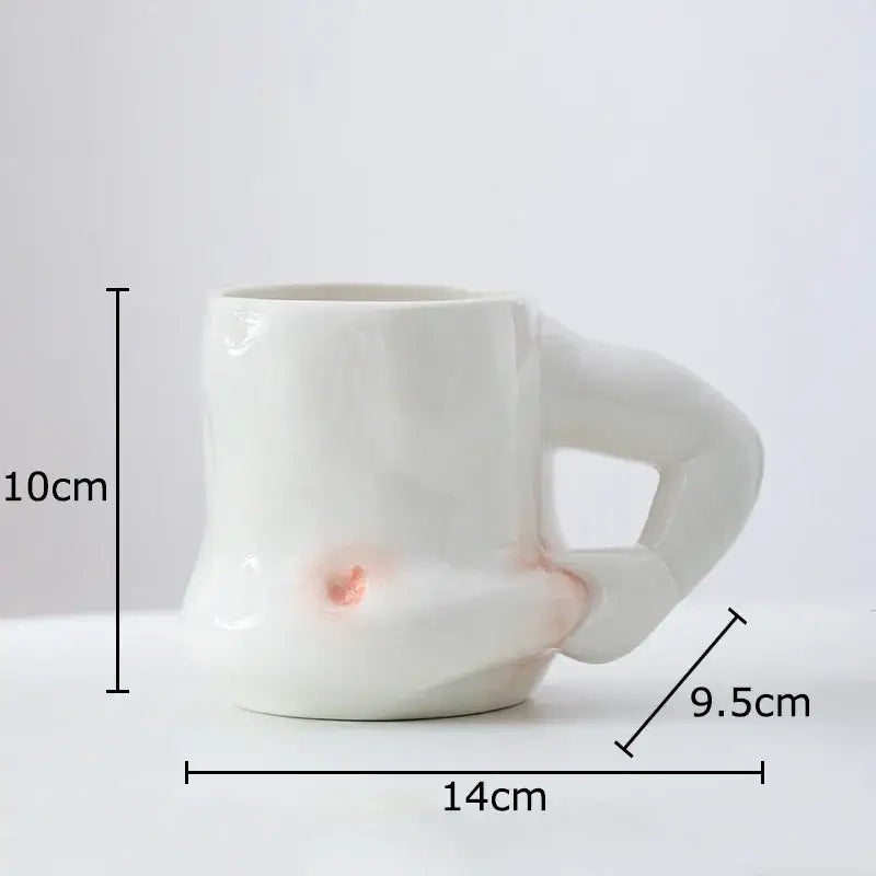 Creative pinch belly ceramic cup with hand handle dining room mug