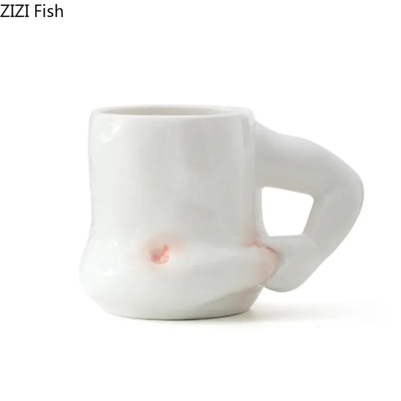 Creative pinch belly ceramic cup with hand handle dining room mug