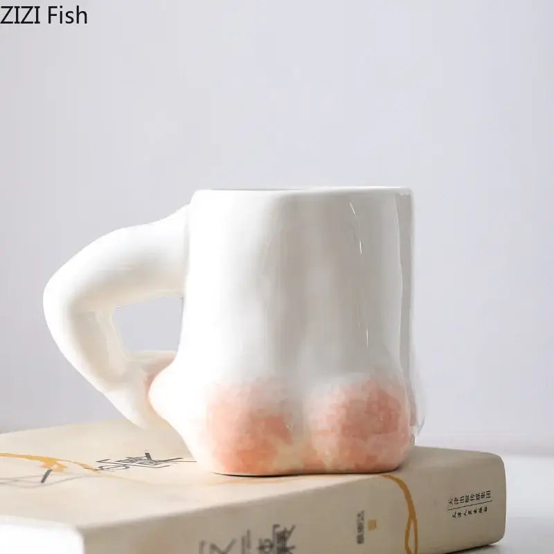Creative pinch belly ceramic cup with hand handle dining room mug