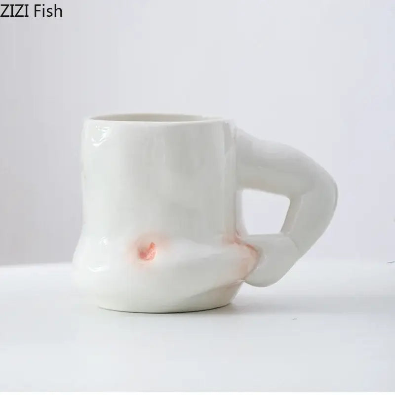 Creative pinch belly ceramic cup with hand handle dining room mug