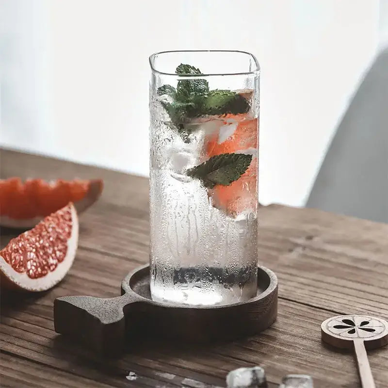 Creative square glass gold rim cold drink cup kitchen glassware