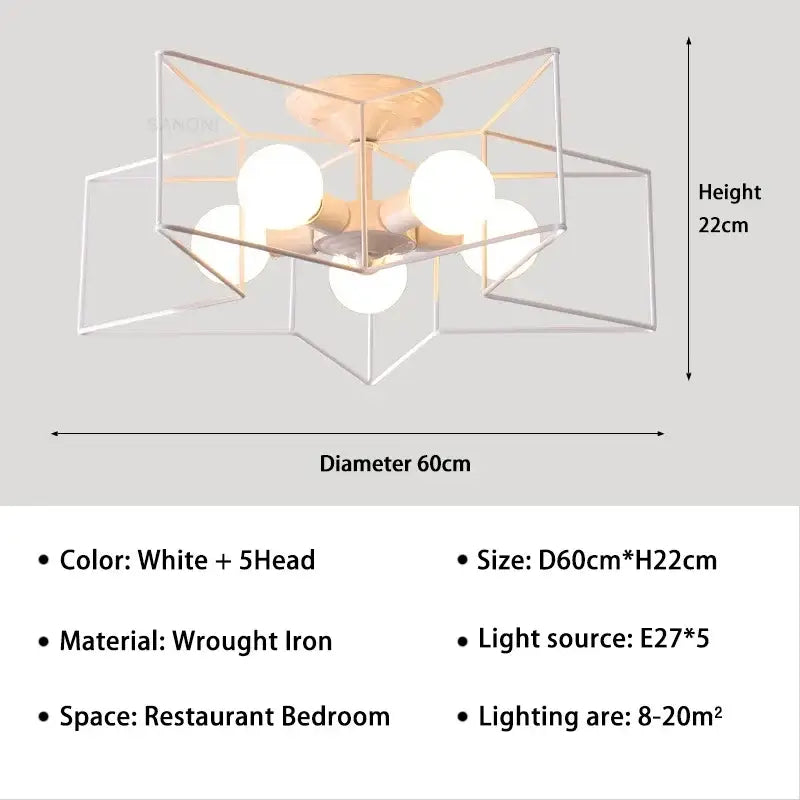 Creative star led ceiling chandelier brushed gold living room light