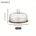 Creative wooden cake storage box with glass lid kitchen server