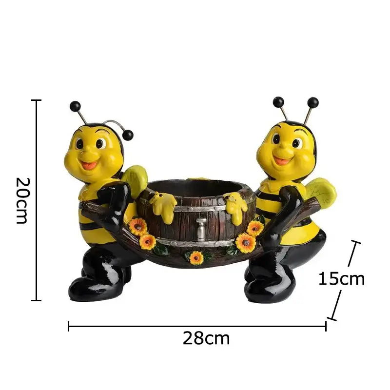 Creative yellow & black bee resin vase living room plant pot