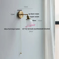 Crown glass led wall light with brass pull chain bedroom fixture