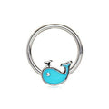 316L Stainless Blue Whale Snap-in Captive Bead Ring / Septum Ring