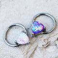 Synthetic Opal Heart Snap-in Captive Bead Ring / Septum Ring