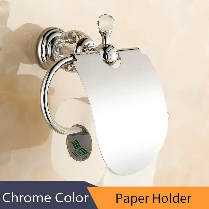 Crystal brass gold toilet paper holder bathroom accessory