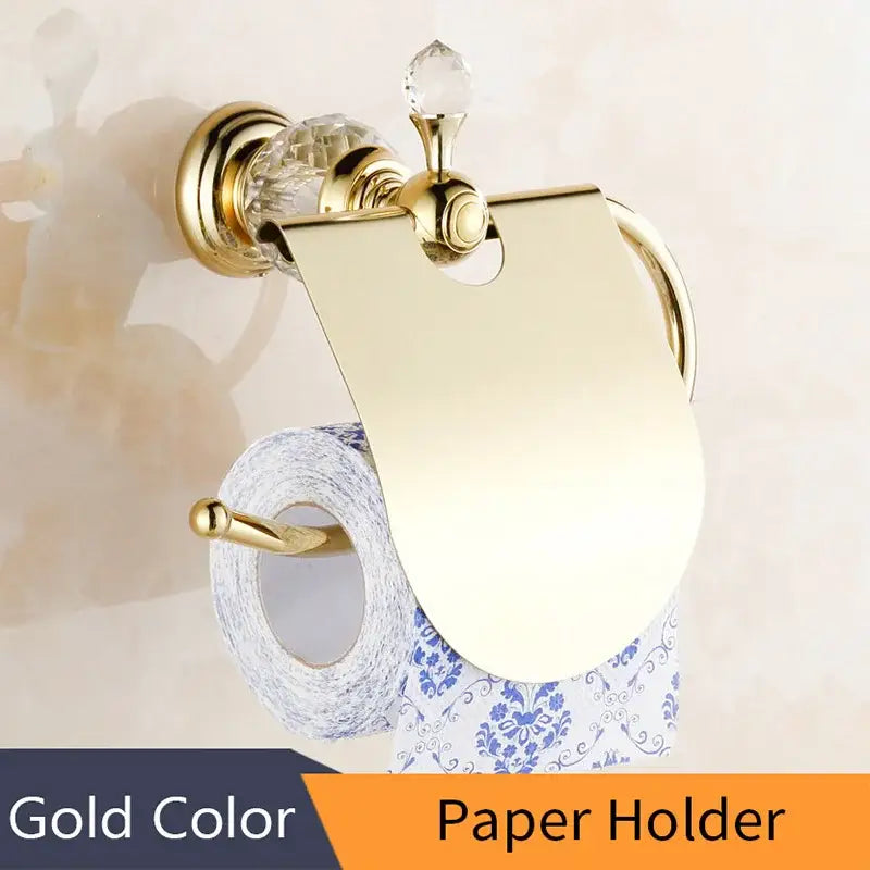 Crystal brass gold toilet paper holder bathroom accessory