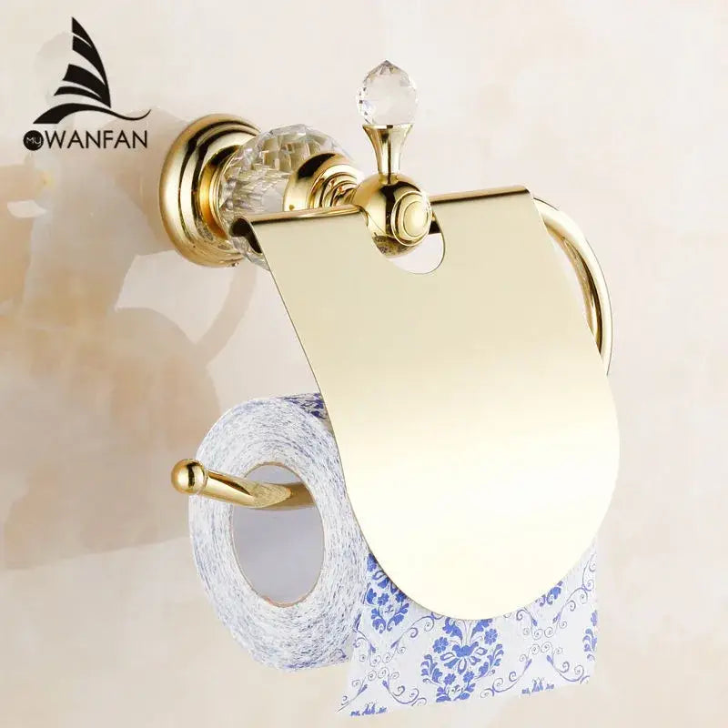 Crystal brass gold toilet paper holder bathroom accessory