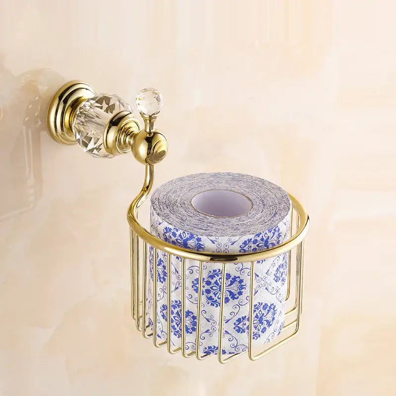 Crystal brass gold toilet paper holder bathroom accessory