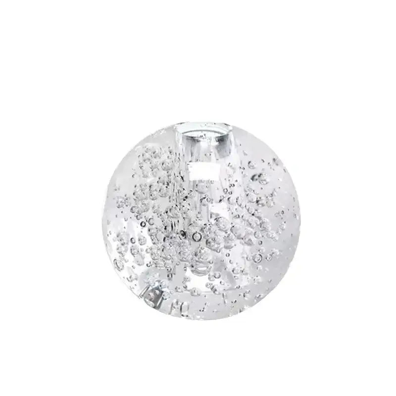 Crystal bubble ball vase with yellow artificial flowers for desk