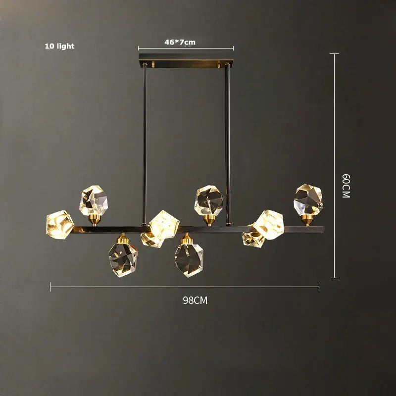 Crystal copper chandelier lighting gold & black dining room