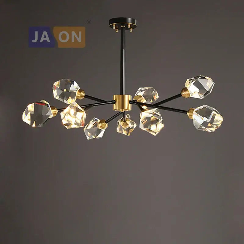 Crystal copper chandelier lighting gold & black dining room