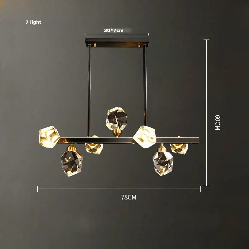 Crystal copper chandelier lighting gold & black dining room