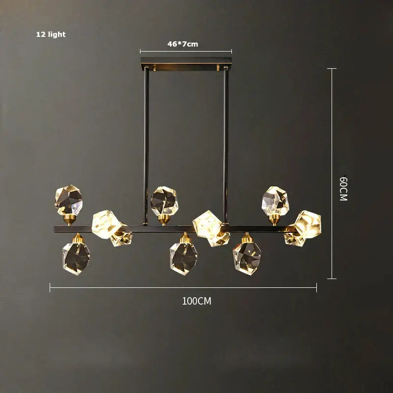 Crystal copper chandelier lighting gold & black dining room