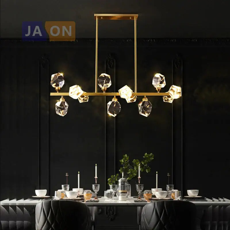 Crystal copper chandelier lighting gold & black dining room