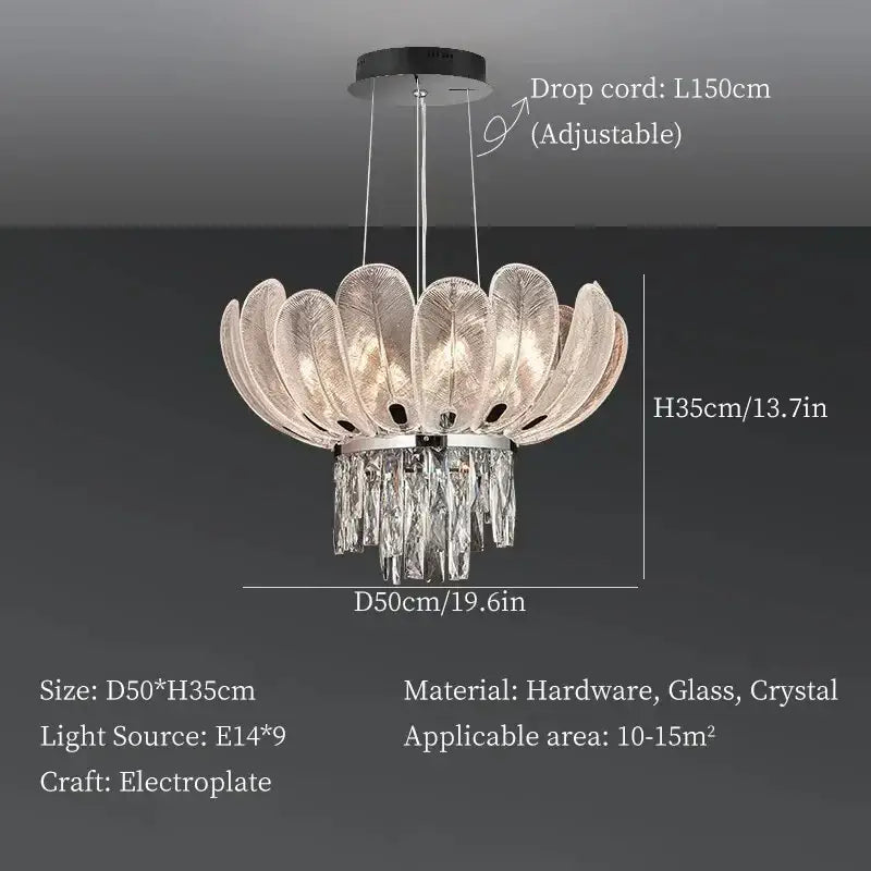 Crystal crown chandelier tiered glass light for living room