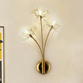Crystal dandelion gold 3-light wall sconce for living room 110v-120v