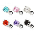 316L Surgical Steel Prong Set Round CZ Cartilage Earrings