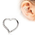 Annealed 316L Stainless Steel Jeweled Heart Cartilage Earring