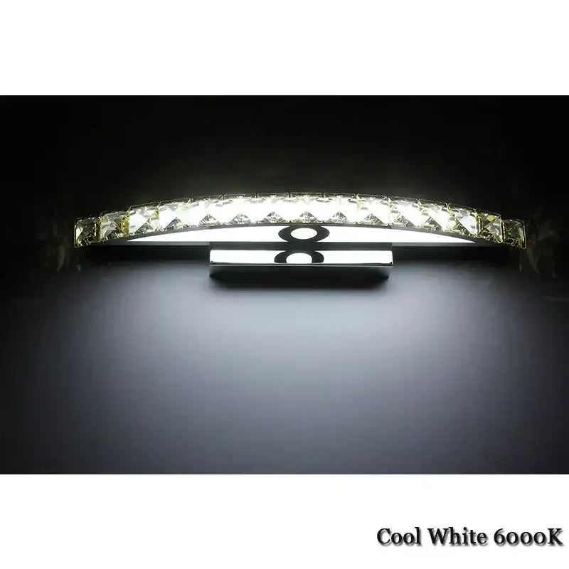 Curved chrome amber crystal bathroom wall sconce light
