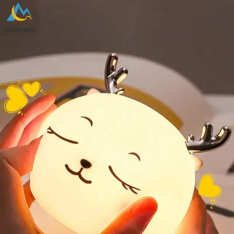 Cute cream colorful deer led lamp for bedroom