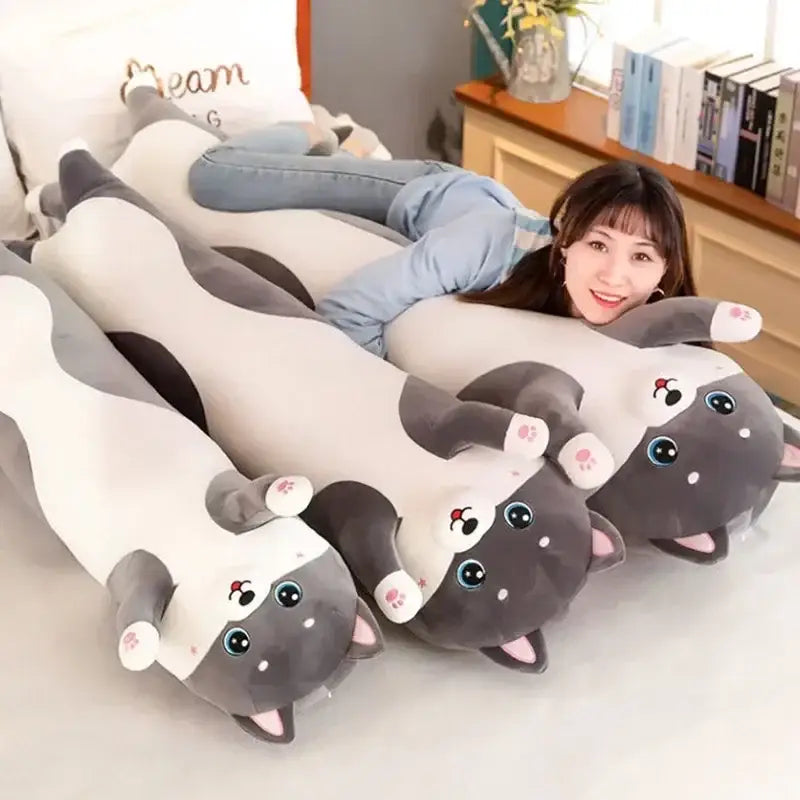 Cute gray & white husky dog body pillow bedroom decor