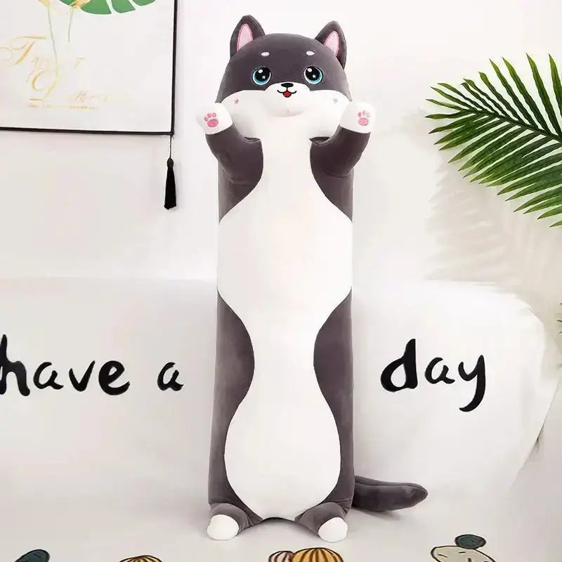 Cute gray & white husky dog body pillow bedroom decor