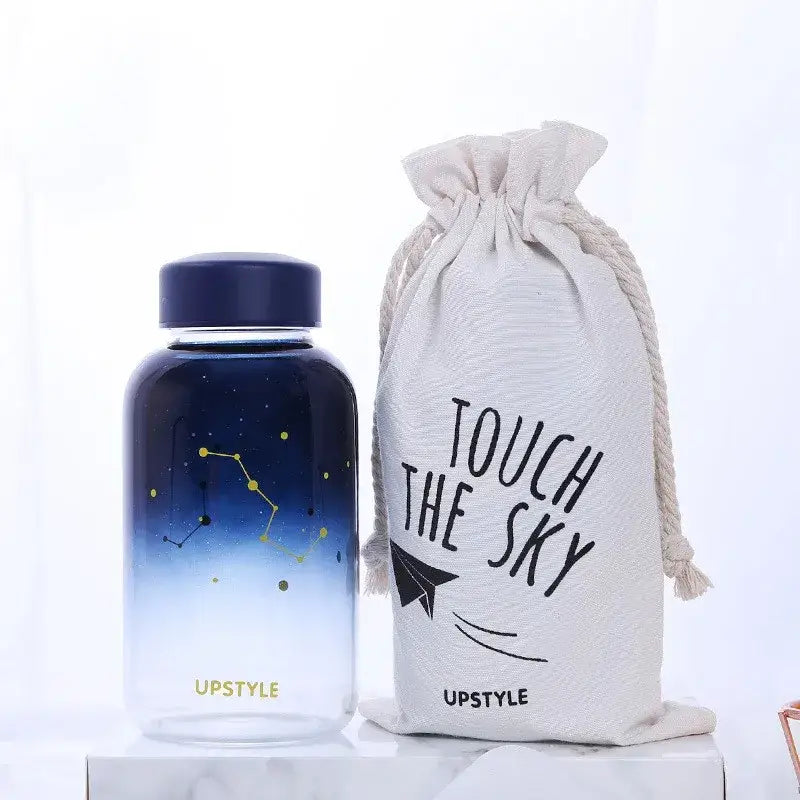 Cute polar bear and seal blue glass water bottle kitchen drinkware