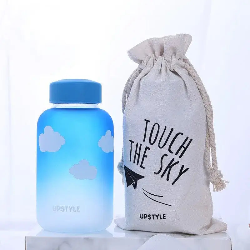 Cute polar bear and seal blue glass water bottle kitchen drinkware