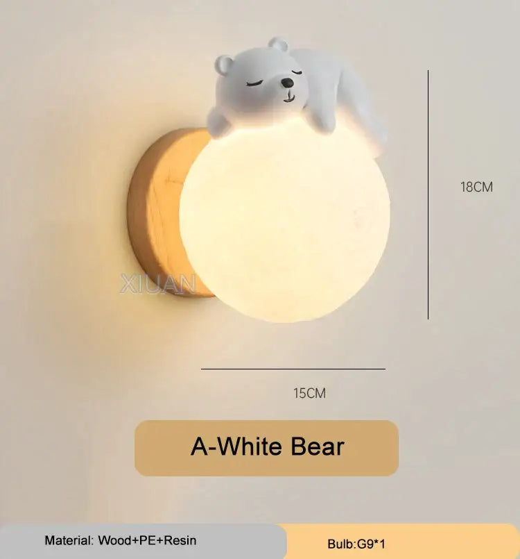 Cute polar bear cartoon animal wall light for bedroom lighting