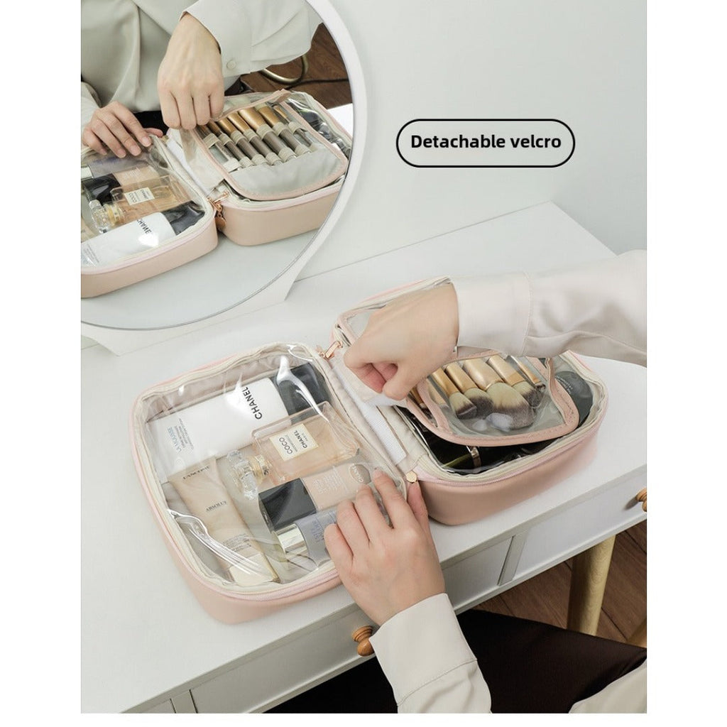 Makeup Bag Organizers, PU Square Portable Cosmetic Bag, Cosmetic Storage Bag, Portable Travel Large-capacity Wash Bag, Makeup Bag with Compartments,