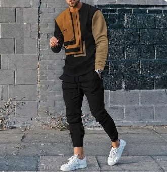 Men's Ethnic Style Printed Long Sleeve Jogger Set