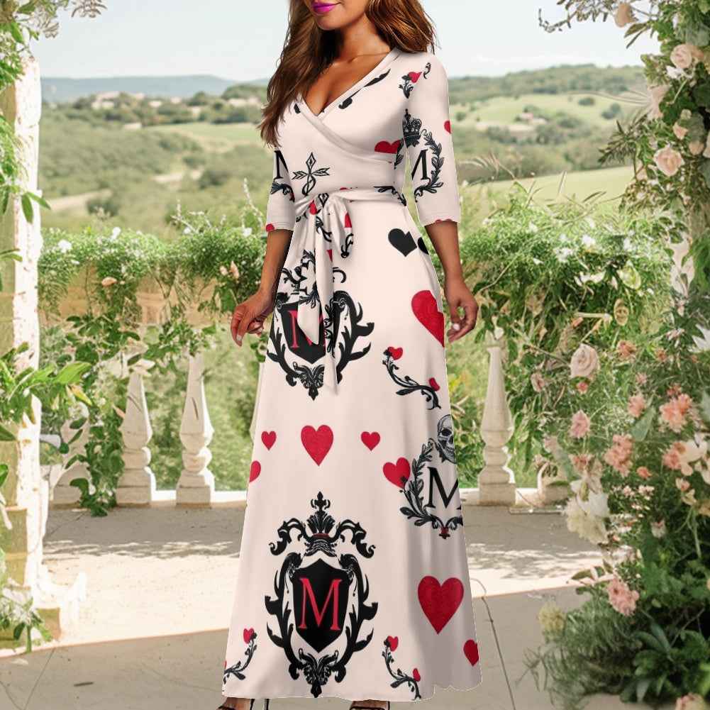 MUNSIEUR V-neck Maxi Dress Valentine's Day Collection New Arrivals
