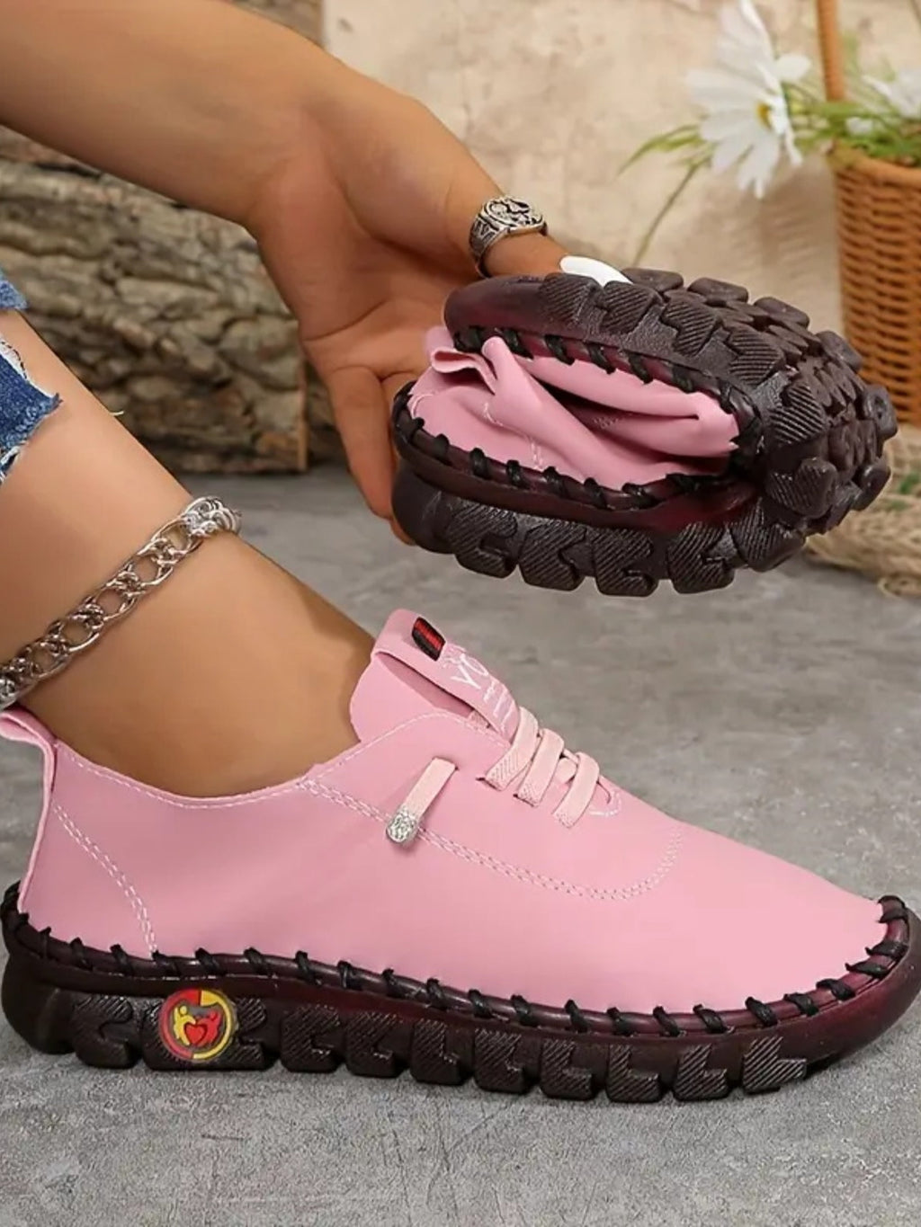 PU Leather Round Toe Sneakers