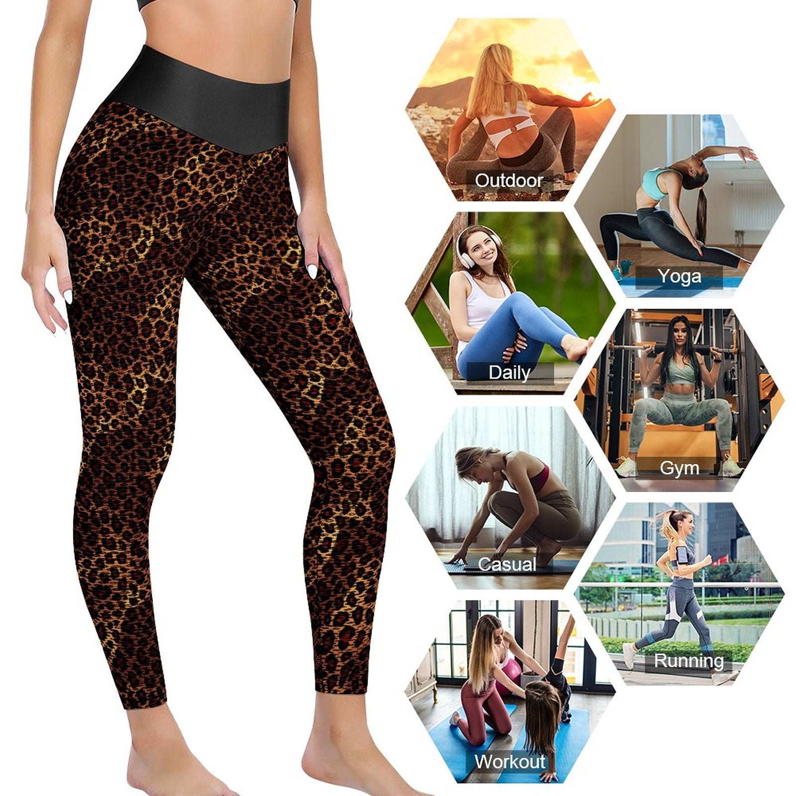 Munsieur Custom Printed Honeycomb Textured Yoga Leggings for Women