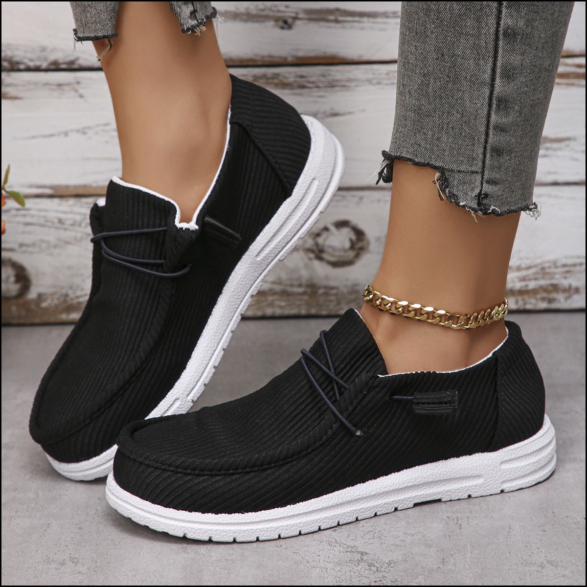 Round Toe Canvas Flats Boots