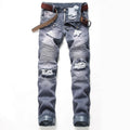 Nostalgic Ripped Motorcycle Pants Straight Personality