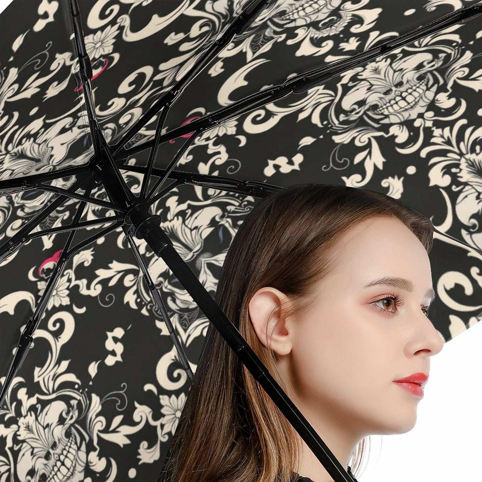 Automatic Umbrella with skull pattern inside & black outside Accessories