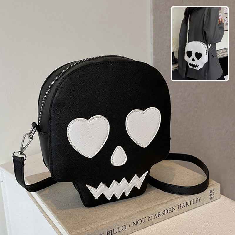 Halloween Skull Shoulder Bag with Love Eyes - Fashion Crossbody Bag
