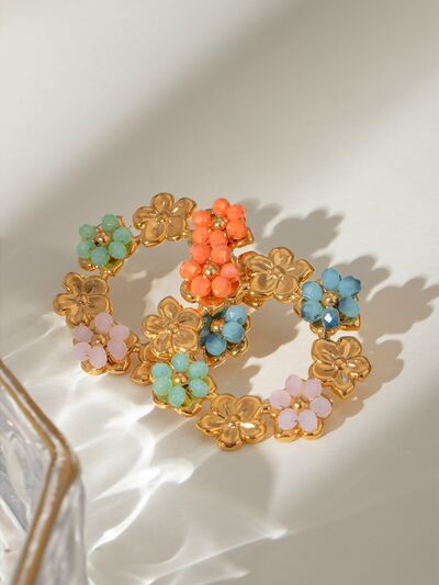 Synthetic Crystal Stainless Flower Earrings