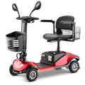 Mobility Scooter 4-Wheel Folding 350W Stainless Steel Red 42.5x20.5x35 In