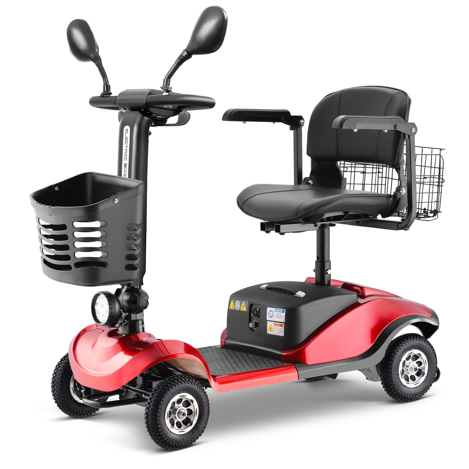 Mobility Scooter 4-Wheel Folding 350W Stainless Steel Red 42.5x20.5x35 In