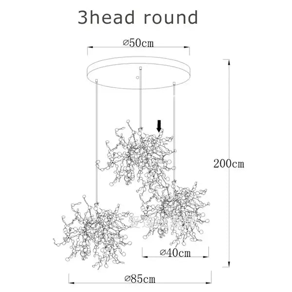 Dandelion gold & silver chrome leaf led chandelier dining room light
