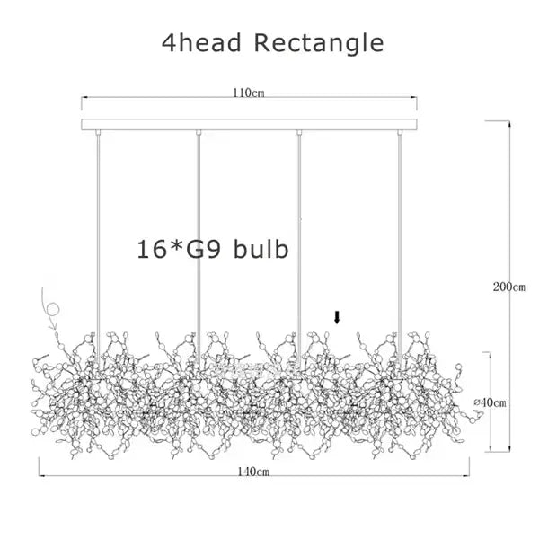 Dandelion gold & silver chrome leaf led chandelier dining room light