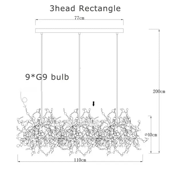 Dandelion gold & silver chrome leaf led chandelier dining room light