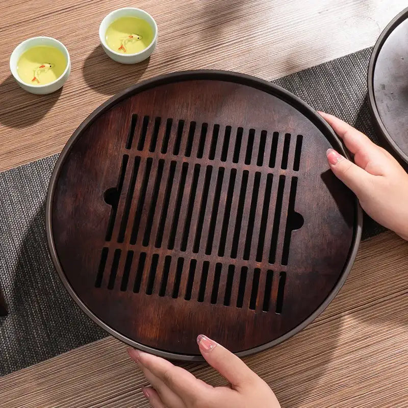 Dark brown bamboo tea tray drainage board for dining room kung fu tea
