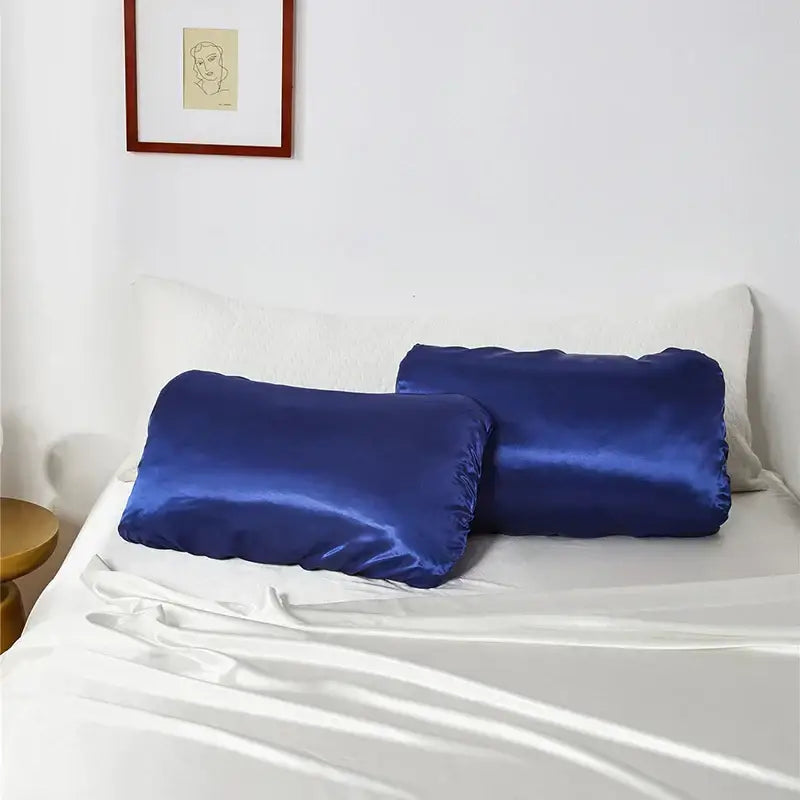 Dark gray imitation silk elastic band pillowcase set bedroom bedding
